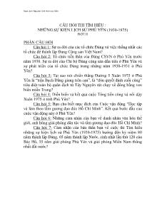 Câu hỏi thi tìm hiểu: Những sự kiện lịch sử Phú Yên (1930-1975)