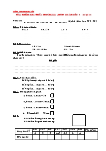 Bài kiểm tra giữa học kỳ II - Môn toán lớp 1 (40 phút )