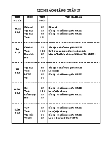 Lịch báo giảng tuần 27 Lớp 2