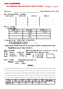 Bài kiểm tra giữa học kỳ II - Môn toán lớp 3 TRƯỜNG TH &THCS MINH TIẾN