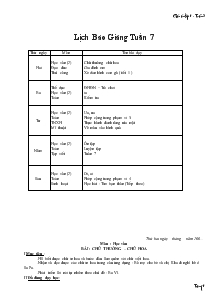 Giáo án giảng dạy lớp 1 - Tuần 7