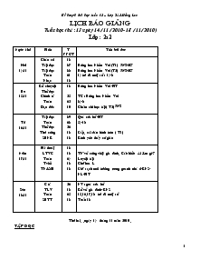 Kế hoạch bài học tuần 13 – Lớp 2A3-Hồng Lan