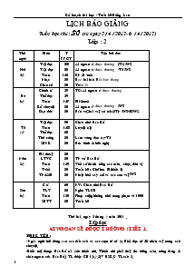 Kế hoạch bài học - Tuần 30-Hồng Lan