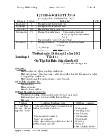 Giáo án Âm nhạc tuần 14 - Trường Tiểu học Phi Liêng