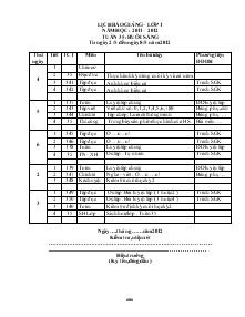 Lịch báo giảng – lớp 1 Năm học : 2011 – 2012 Tuần 35 : buổi sáng