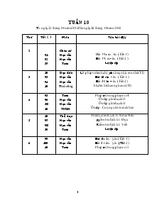 Lịch báo giảng Lớp 1 Tuần 10