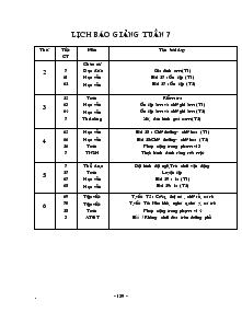 Lịch báo giảng Lớp 1 Tuần 7