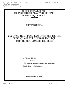 Bài tập nghiệp vụ: Xây dựng hoạt động làm quen môi trường xung quanh theo hướng tích cực - Chủ đề: Một số nghề phổ biến