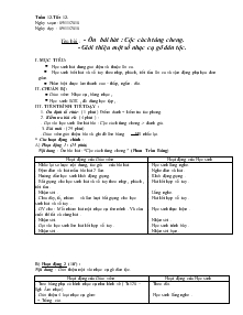 Giáo án Âm nhạc khối 2 (2 buổi/ ngày) tuần 12 - Ôn bài hát Cộc cách tùng cheng, Giới thiệu một số nhạc cụ gõ dân tộc