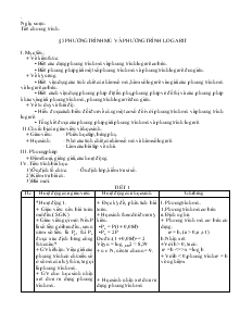 Giáo án Giải tích 12 cơ bản - Chương II: Phương trình mũ và phương trình logarit