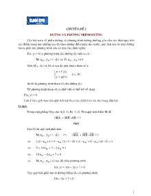 Hình học giải tích - Chuyên đề: Đường và phương trình đường