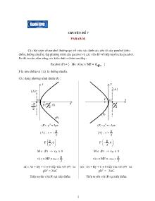 Hình học giải tích - Chuyên đề: Parabol