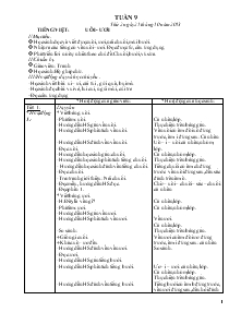 Kế hoạch bài học lớp 1 Tuần 9