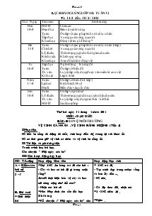Lịch báo giảng lớp 4B Tuần 32 Từ 14/ 4 đến 18 / 4/ 2014