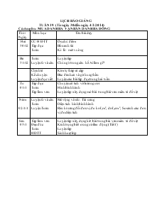 Lịch báo giảng tuần 19 (từ ngày 30 đến ngày 4/1/2014) Cách ngôn : mua danh ba vạn bán danh ba đồng