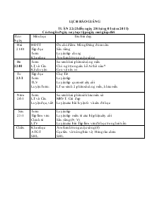 Lịch báo giảng tuần 22(21 đến ngày 28 tháng 01 năm 2011) Cách ngôn ngày nay học tập ngày mai giúp đời
