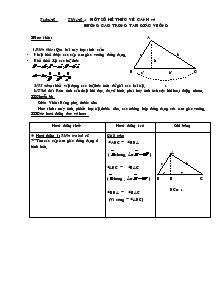 Bài giảng Một số hệ thức về cạnh và đường cao trong tam giác vuông