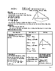 Bài giảng Một số hệ thức về cạnh và đường cao trong tam giác vuông tuần 1