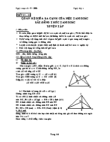 Bài giảng Quan hệ giữa ba cạnh của một tam giác bất đẳng thức tam giác luyện tập