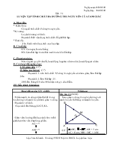 Giáo án Toán lớp 7 tiết 31: Luyện tập tính chất ba đường trung tuyến của tam giác