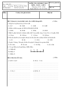 Kiểm tra định kỳ giữa kì 2 môn: toán - Lớp 3