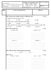 Kiểm tra định kỳ giữa kì II môn: toán - Lớp 3
