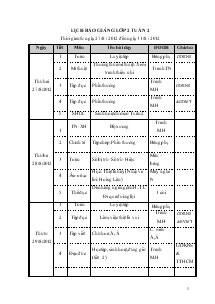 Lịch báo giảng lớp 2 Tuần 2 Thời gian từ ngày 27/ 8 / 2012 đến ngày 31/ 8 / 2012