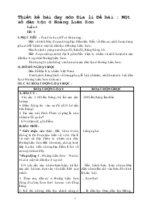 Thiết kế bài dạy môn Địa lí Đề bài : Một số dân tộc ở Hoàng Liên Sơn