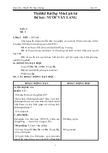 Thiết kế bài dạy môn lịch sử Đề bài : Nước Văn Lang