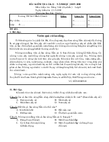 Bài kiểm tra Kì II – Năm học 2009-2010 Môn kiểm tra: Tiếng Việt (đọc hiểu) - Lớp 4 Đề 2