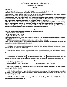 Đề kiểm tra môn toán lớp 3 Thời gian : 60 phút