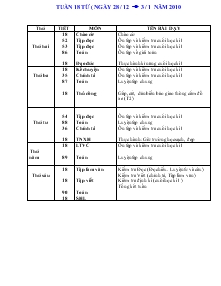 Giáo án Lớp 2 Tuần 18 từ ( ngày 28 / 12 -> 3 / 1 năm 2010)