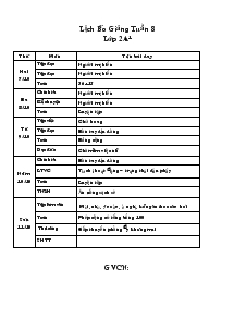 Giáo án Lớp 2A1 Tuần 8 Năm 2013-2014