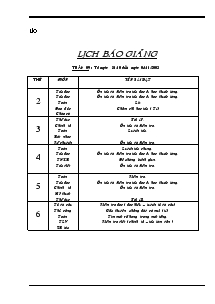 Lịch báo giảng tuần 09 : Từ ngày 31/10 đến ngày 04/11/2005