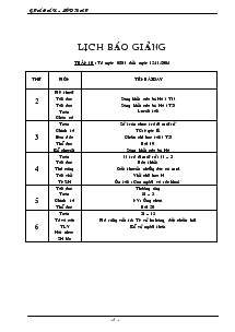 Lịch báo giảng tuần 10 : Từ ngày 08/11 đến ngày 12/11/2004