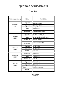 Lịch báo giảng Tuần 27 Lớp 1A4 Năm 2012-2013