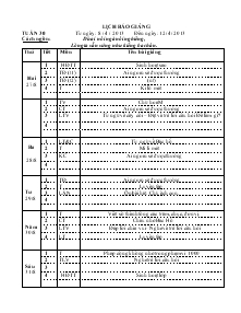 Lịch báo giảng tuần 30 Từ ngày: 8 / 4 / 2013 đến ngày: 12/ 4/ 2013