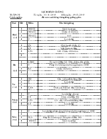 Lịch báo giảng tuần 31 Từ ngày: 15 / 8 / 2013 đến ngày: 19/ 4 / 2013