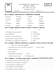 Bài thi kiểm tra cuối học kì II Năm học 2012-2013 Môn: Tiếng Anh - Lớp 4
