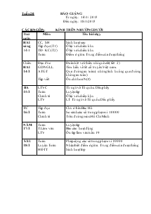 Báo giảng Lớp 3 Tuần 20 (Từ ngày: 14/ 1/ 2013  Đến ngày: 18/1 /2013 )