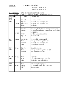 Báo giảng Lớp 3 Tuần 26 (Từ ngày: 11/3/ 2013 Đến ngày: 15/3/ 2013)