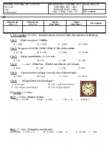 Đề kiểm tra cuối học kì 2 Năm học: 2011 – 2012 Môn thi: Toán - Lớp 3