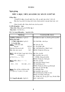 Giáo án môn Toán Lớp 3 cả năm