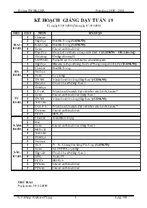 Kế hoạch giảng dạy Tuần 19 Lớp 3B Trường TH Bình Mỹ