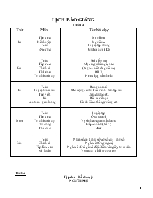 Lịch báo giảng Lớp 3 Tuần 4 chuẩn