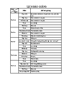 Lịch báo giảng Lớp 3A Tuần 8