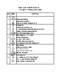 Lịch báo giảng Tuần 10 (Từ ngày 2– 6 tháng 11 năm 2009)