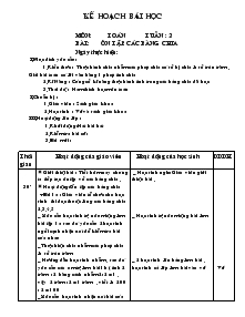 Môn: Toán Tuần 2 - Bài: Ôn tập các bảng chia