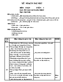 Môn: Toán Tuần 2 - Bài: Ôn tập các bảng nhân