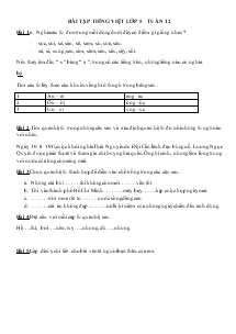 Bài tập Tiếng Việt Lớp 5 Tuần 12